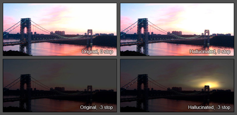 HDR hallucination result viewed under different exposures